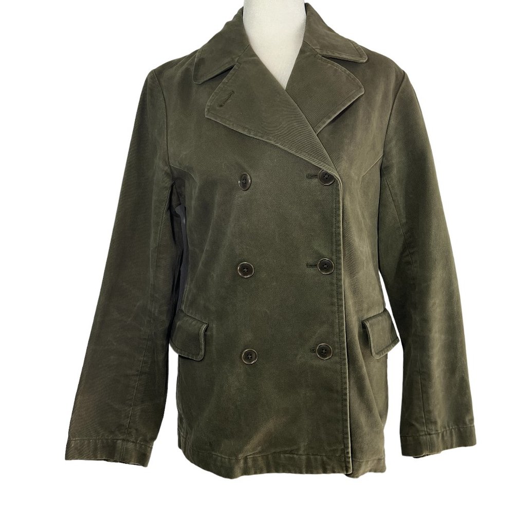 Like new UNIQLO Army Green Double Breasted Coat Jacket Size M
